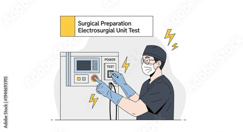 Surgeon Testing Electrosurgical Unit for Surgical Preparation, Medical Technology
