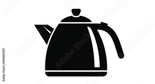 A simple black kettle design presented as a striking silhouette