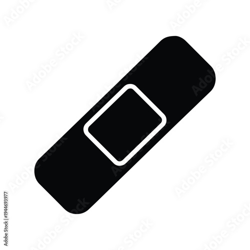 Adhesive Plaster Icon – Flat Black Silhouette, High Contrast Design