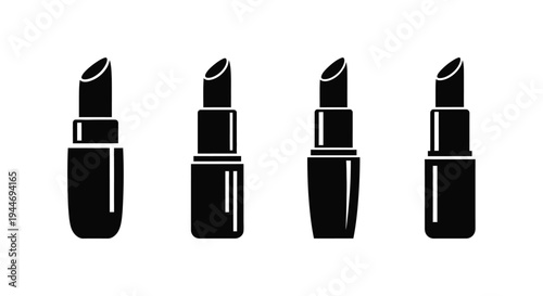 Four black lipstick tubes displayed in a clean modern silhouette