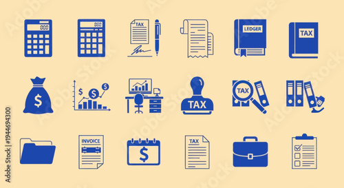 Financial Icons: Tax, Accounting, Business, Finance, Office, Money & Analytics