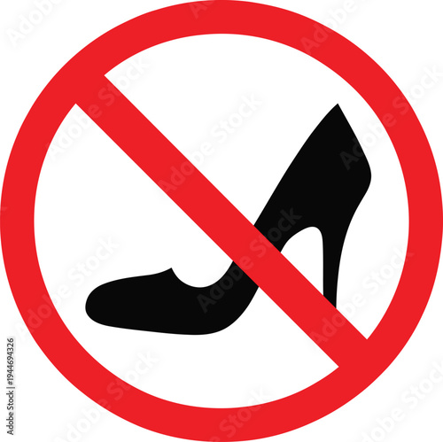 Prohibition sign indicating no high heels allowed in a specific area