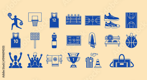 Basketball Set: Icons for Sport and Game Elements