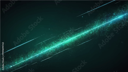 An abstract blue space background featuring a bright glowing galaxy with shiny stars and fractal energy motion across a dark universe illustration