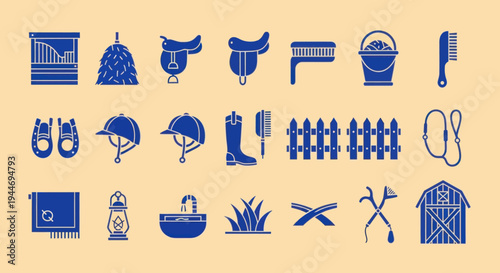 Equestrian Equipment Icons Set