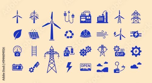 Renewable Energy and Electricity Icons Collection