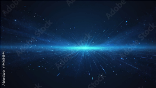 A vast nebula glows within a dark blue cosmos where bright stars and a distant planet illuminate the infinite outer space of a fantasy galaxy