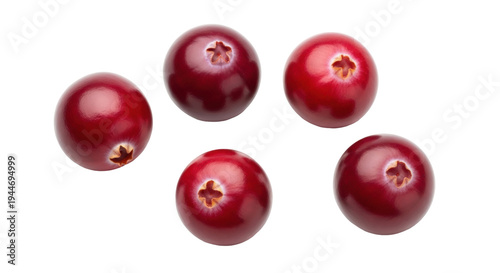 Foto Fresh cranberries isolated PNG, vibrant red berries on transparent background, p