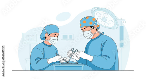 Surgeons Performing Operation in Operating Room with Medical Equipment