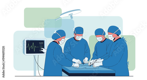 Surgeons Performing Operation in Operating Room with Medical Equipment