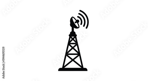 Black communication tower with antenna a striking graphic silhouette