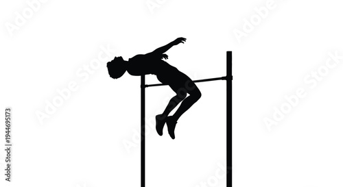 Athlete jumping over a bar in a dynamic stark silhouette