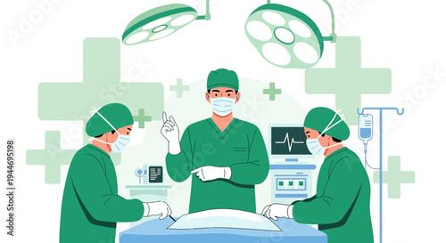 Surgeons Performing Operation in Operating Room with Medical Equipment