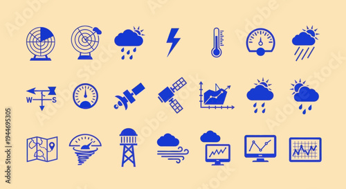 Weather Icons Set: Meteorology, Forecast, Climate, Technology, Data