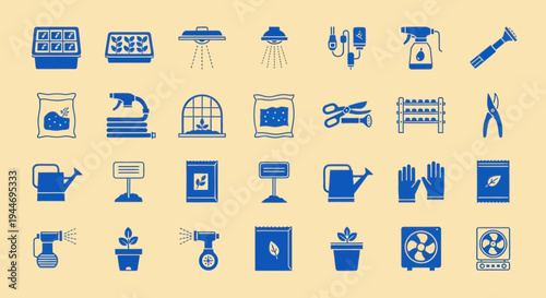 Gardening and Plant Cultivation Icons Set - Horticulture Tools Collection