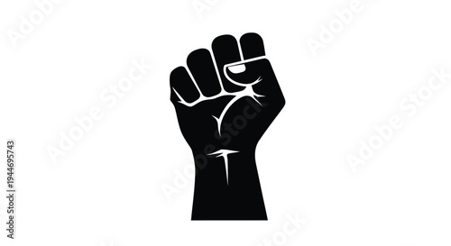 Raised fist symbol representing solidarity and resistance a stark silhouette