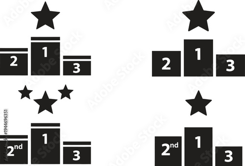 podium icons with stars and numbers