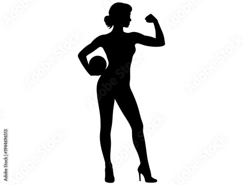 Strong Woman Power Pose Silhouette, Female Strength and Confidence Concept