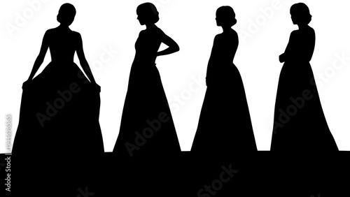 Women fancy dress silhouette vector