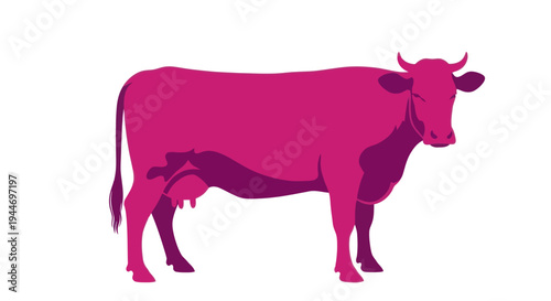 Pink and Purple Cow Silhouette Vector Illustration