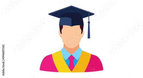 Graduation Cap and Gown Icon: Symbol of Academic Achievement and Success