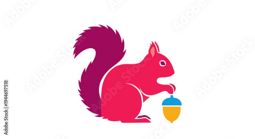 Cute Red Squirrel Holding Acorn Icon