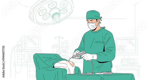 Surgeon Performing Minimally Invasive Surgery with Robotic Assistance in Operating Room