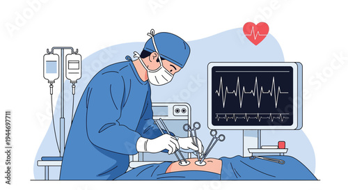 Surgeon Performing Minimally Invasive Surgery with Robotic Assistance and Monitoring