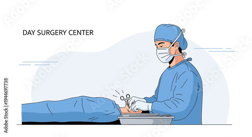 Surgeon Performing Minor Surgery in Day Surgery Center