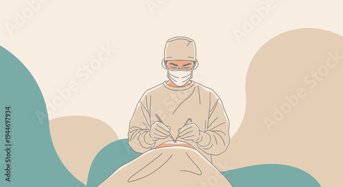 Surgeon Performing Operation in Operating Room with Modern Medical Equipment