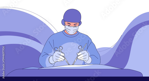 Surgeon Performing Operation in Operating Room with Modern Equipment
