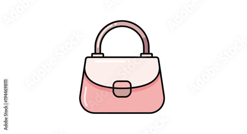 Pink Handbag with White Flap Illustration.