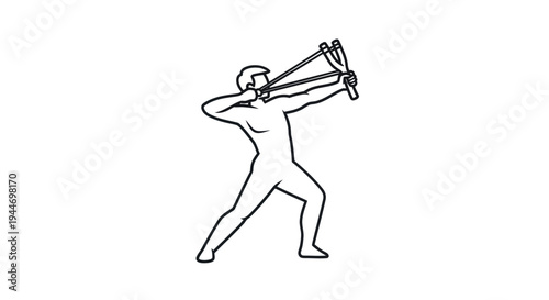 Man Playing Croquet Mallet on White.