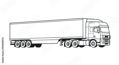 Large Semi Truck Trailer Illustration.