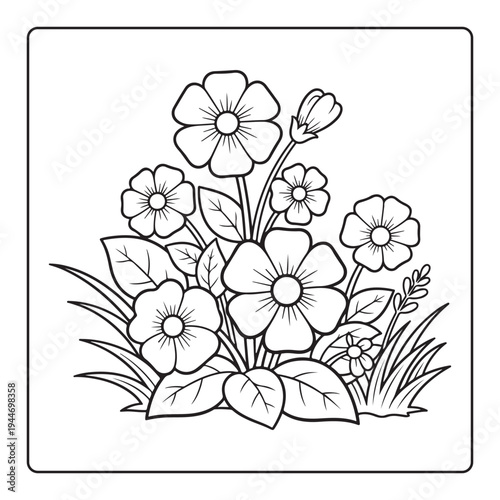 Doodle floral drawing Art therapy coloring page