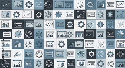 Collection of Various Business and Technology Icons.