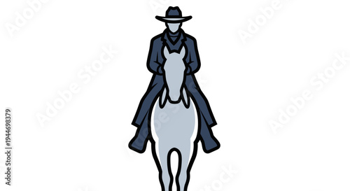 Cowboy Riding Horse Vector Illustration.