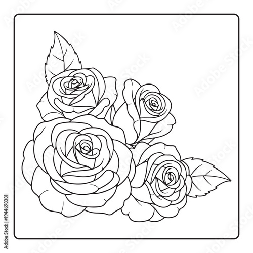 Doodle floral drawing Art therapy coloring page