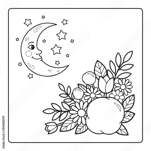 Doodle floral drawing Art therapy coloring page