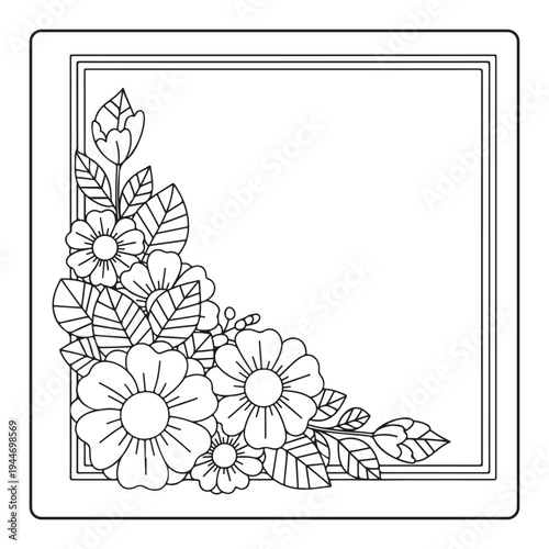 Doodle floral drawing Art therapy coloring page