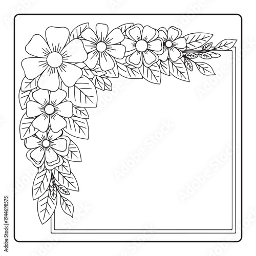 Doodle floral drawing Art therapy coloring page