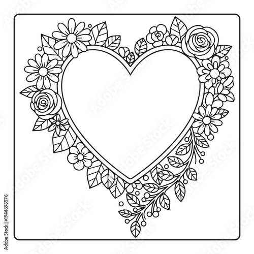 Doodle floral drawing Art therapy coloring page