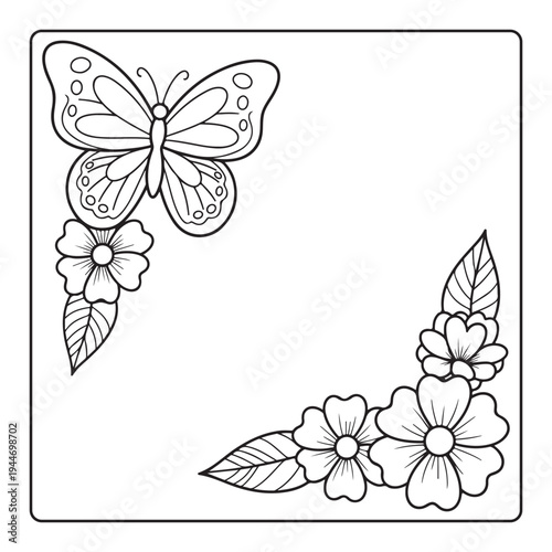 Doodle floral drawing Art therapy coloring page