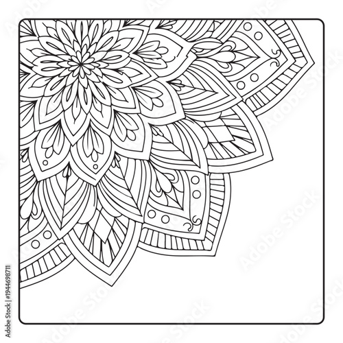 Doodle floral drawing Art therapy coloring page