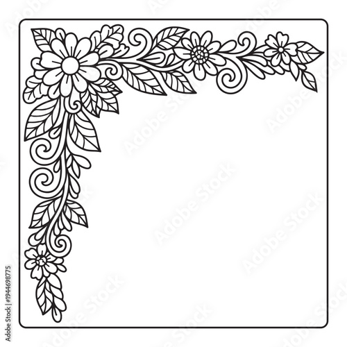 Doodle floral drawing Art therapy coloring page
