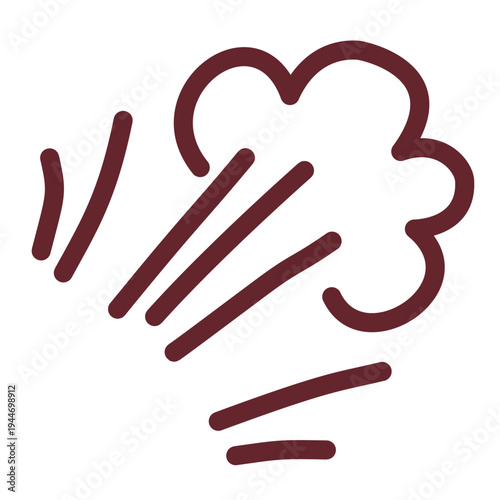 Simple air puff smoke cloud doodle with motion lines graphic