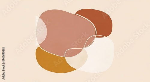 Abstract shapes in earthy tones background.