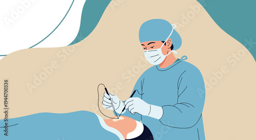 Surgeon Performing Cosmetic Surgery on Patient in Operating Room