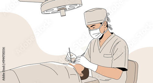 Surgeon Performing Cosmetic Surgery on Patient Under Operating Room Lights