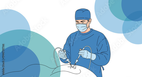 Surgeon Performing Laparoscopic Surgery with Instruments